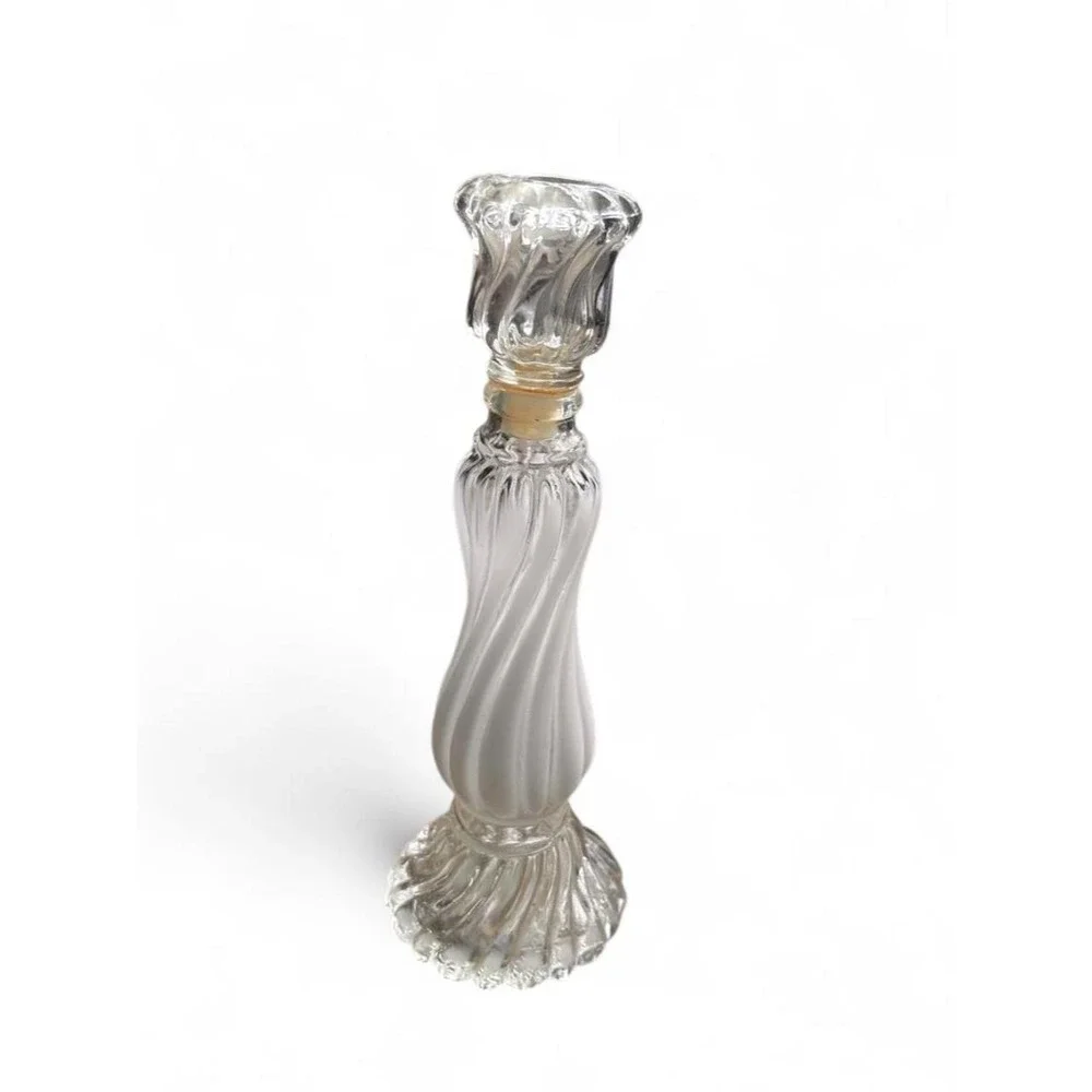 Candlestick Holder Vintage White Swirl Glass Ribbed Romantic Coquette Decor 10